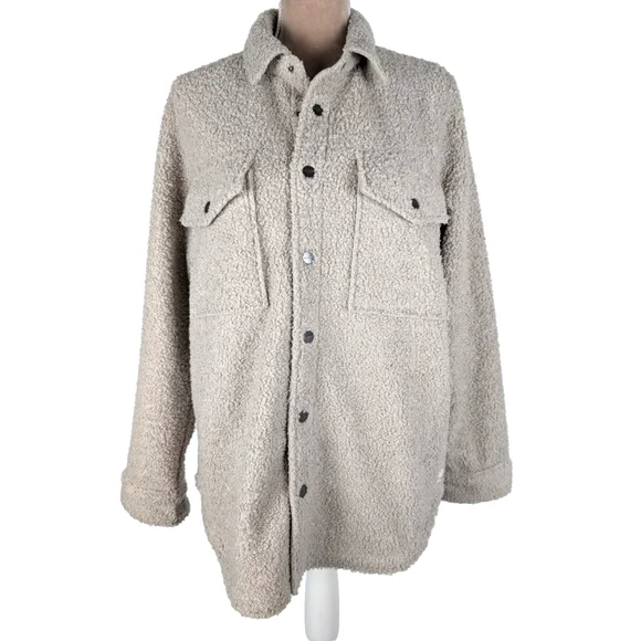 Vuori Sycamore Sherpa Long Shirt Jacket Dark Salt Beige Size Small Gorpcore - Picture 2 of 11